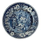 Antique Staffordshire Pottery Blue Transferware Plate - Fisherman Series
