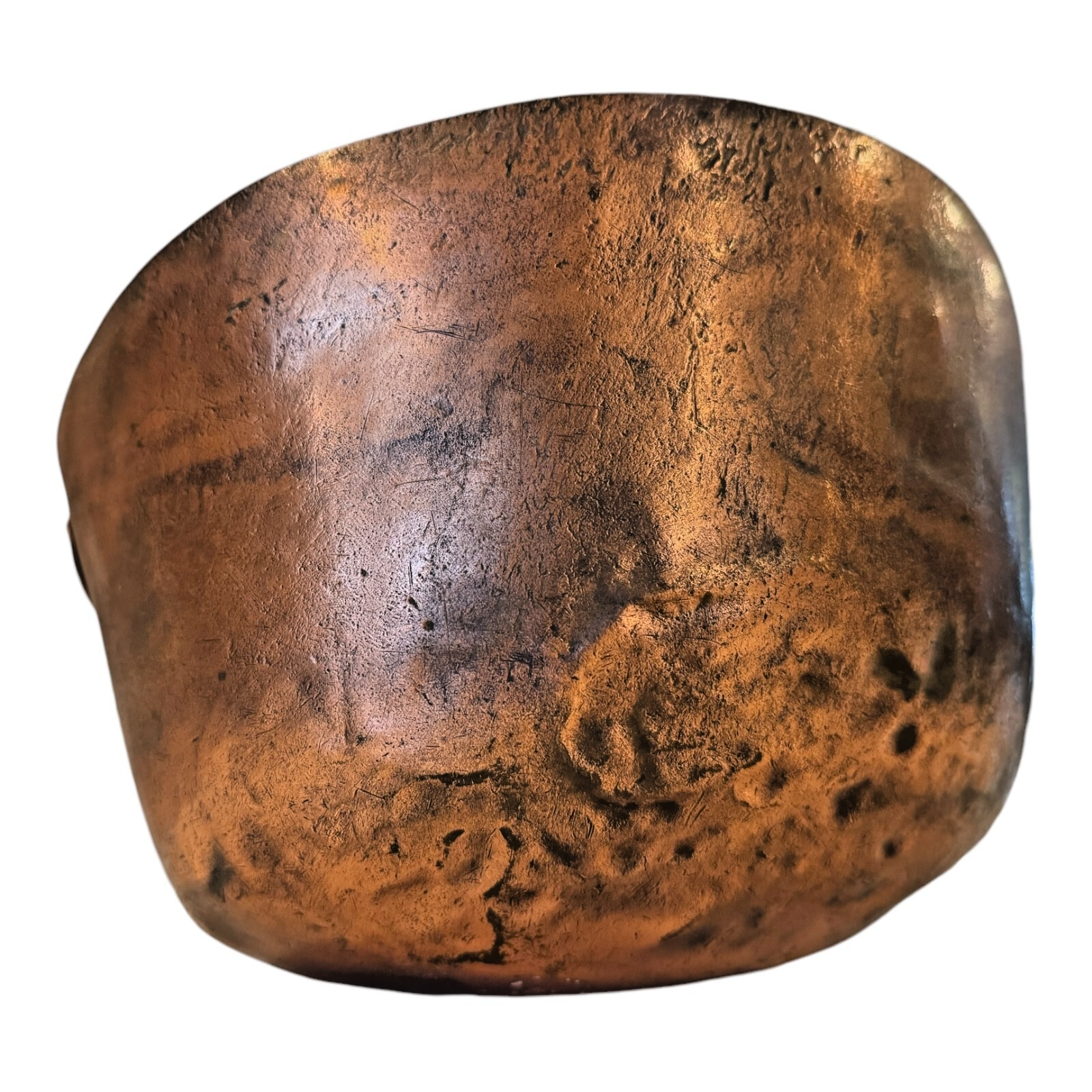 Antique Hand Hammered Copper Handled Pot or Planter - Country Farmhouse Decor