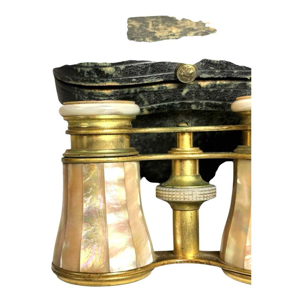 Antique Mother of Pearl Lemaire Paris Opera Glasses with Original Case