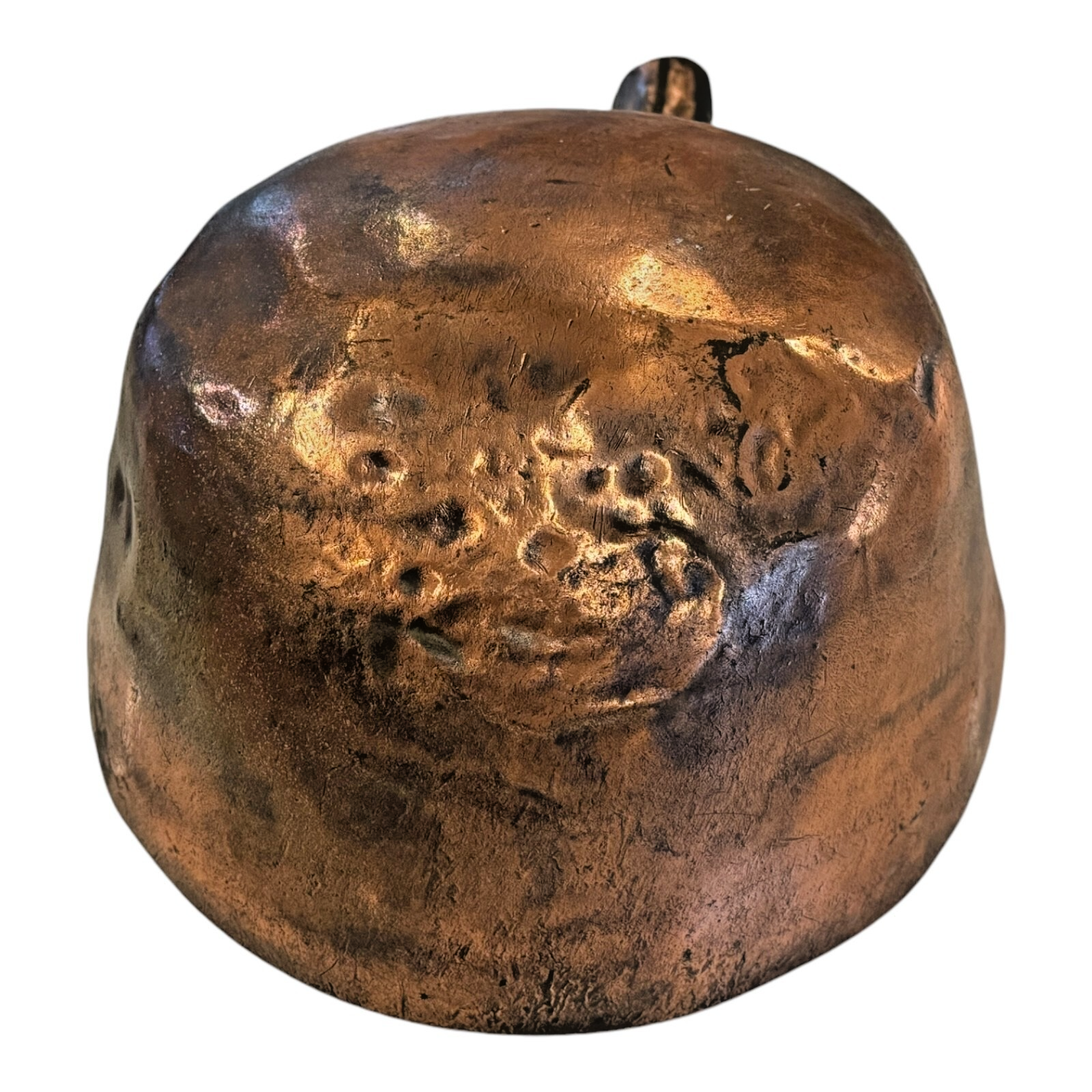 Antique Hand Hammered Copper Handled Pot or Planter - Country Farmhouse Decor