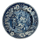 Antique Staffordshire Pottery Blue Transferware Plate - Fisherman Series