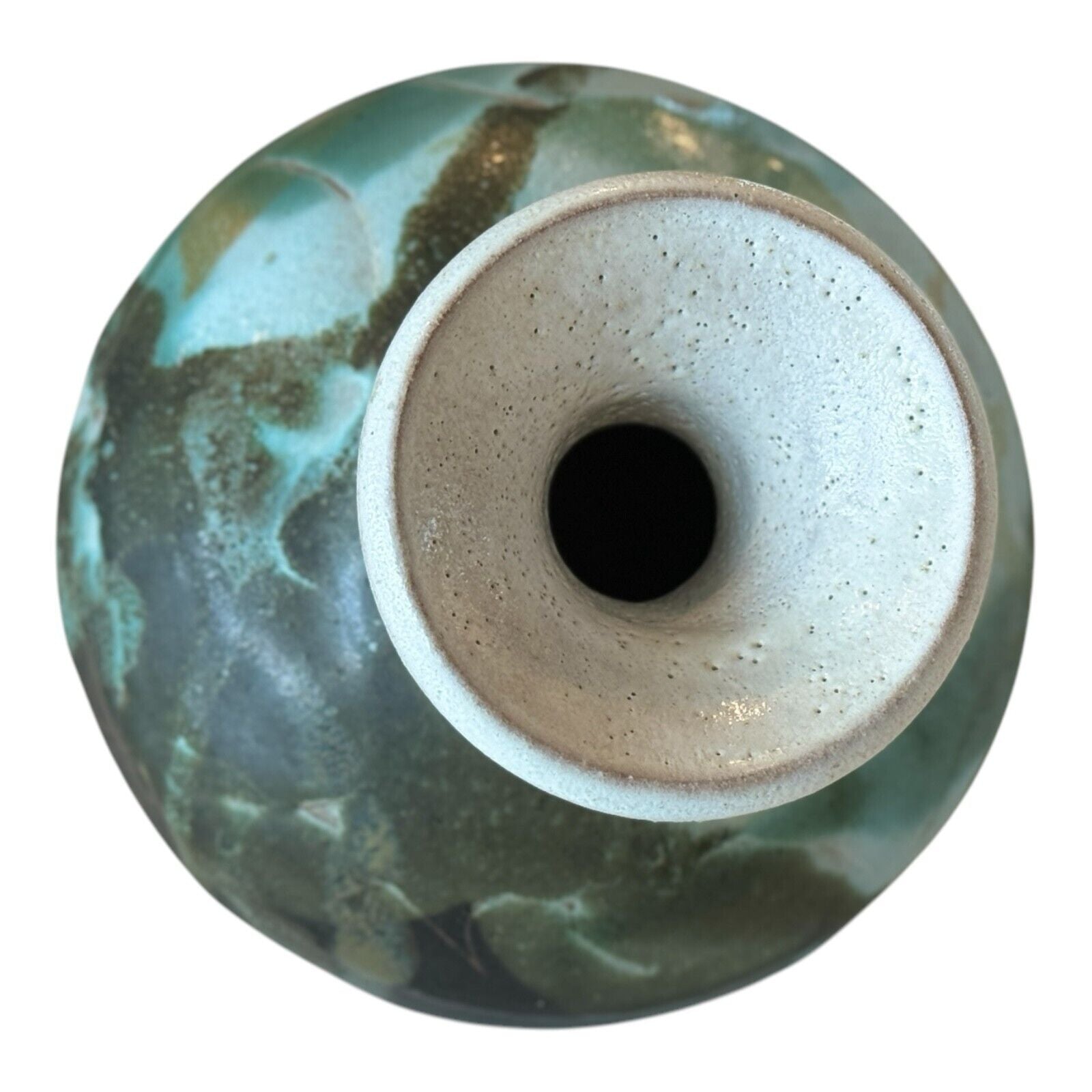 Vintage Japanese Studio Art Green White Ceramic Pottery Vase, Signed Makoto Yabe