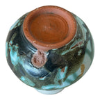 Vintage Japanese Studio Art Green White Ceramic Pottery Vase, Signed Makoto Yabe