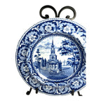 Antique Staffordshire Blue Transferware Historical Bowl Octagon Church