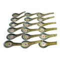 Vintage Set of 18 Chinese Mun Shou Imperial Yellow Soup Spoons