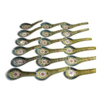 Vintage Set of 18 Chinese Mun Shou Imperial Yellow Soup Spoons