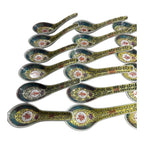 Vintage Set of 18 Chinese Mun Shou Imperial Yellow Soup Spoons