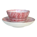 Antique Staffordshire Red Spatterware Spongeware Cup & Saucer