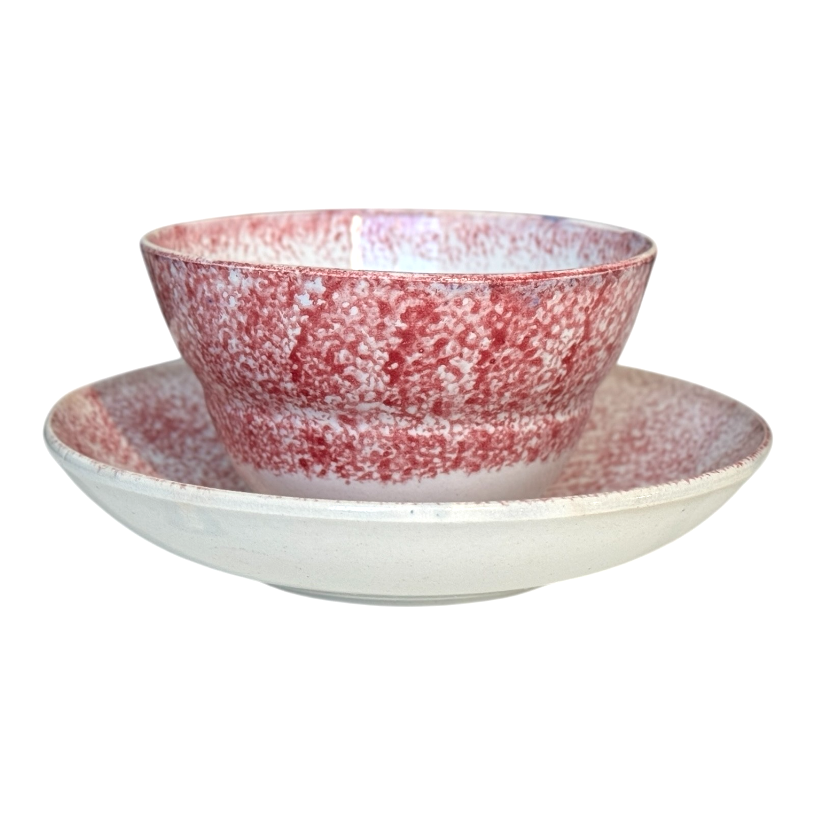 Antique Staffordshire Red Spatterware Spongeware Cup & Saucer