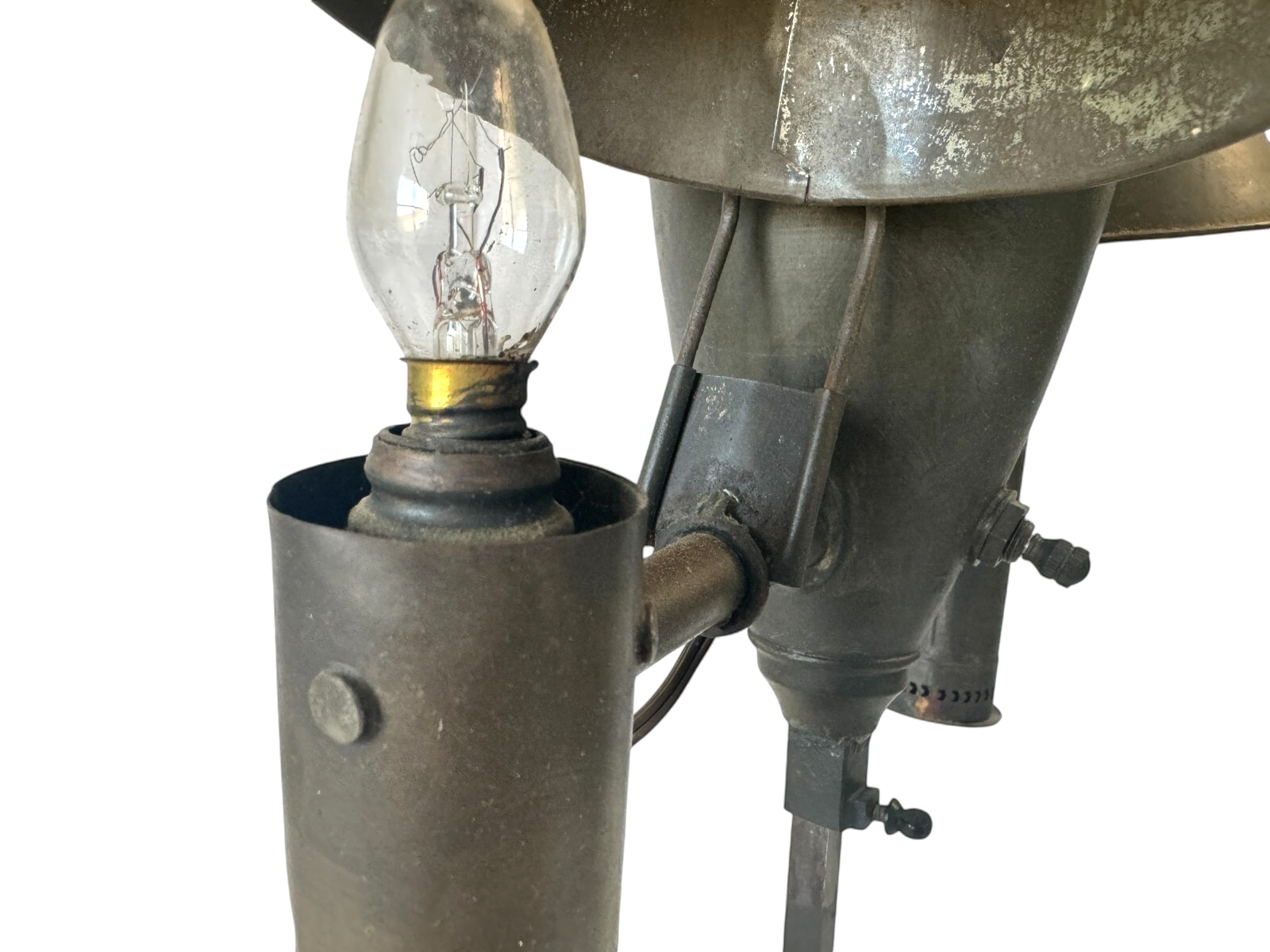 Antique Industrial Student Desk Lamp Double Shade Central Font Metal Lamp