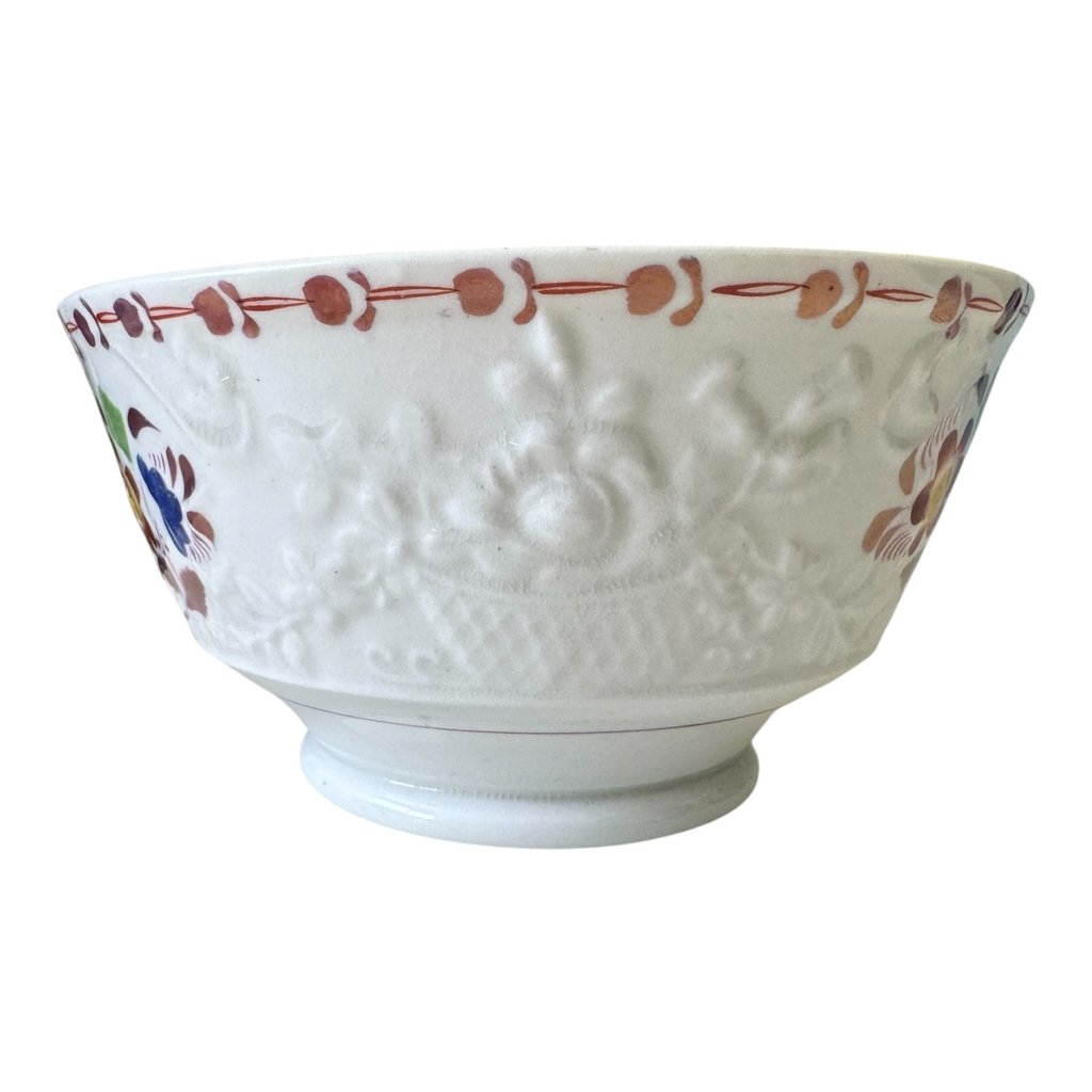 Antique Staffordshire Pearlware Pink Lustre Soft Paste Floral Bowl