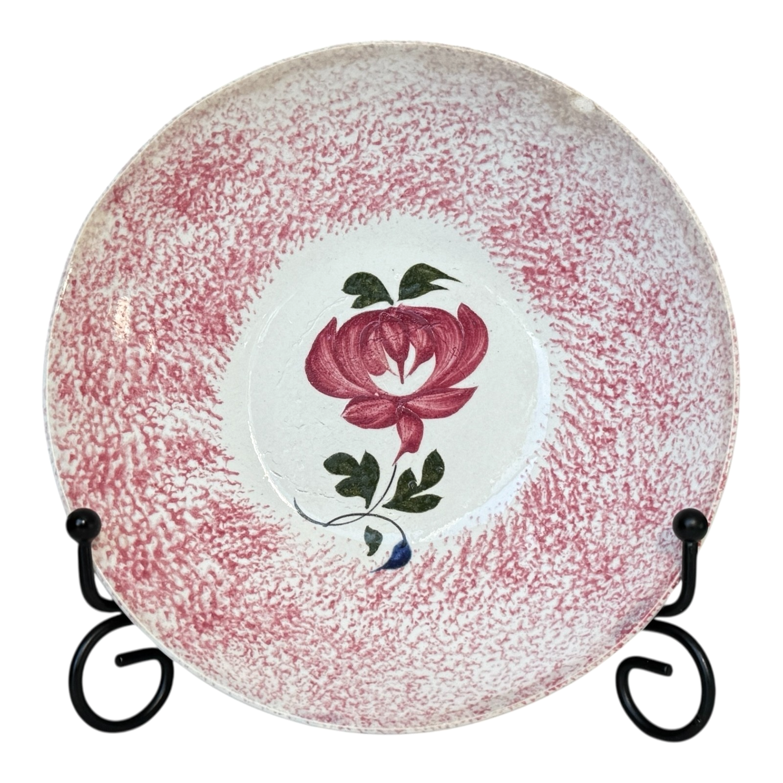 Antique Staffordshire Red Spatterware Spongeware Cup & Saucer