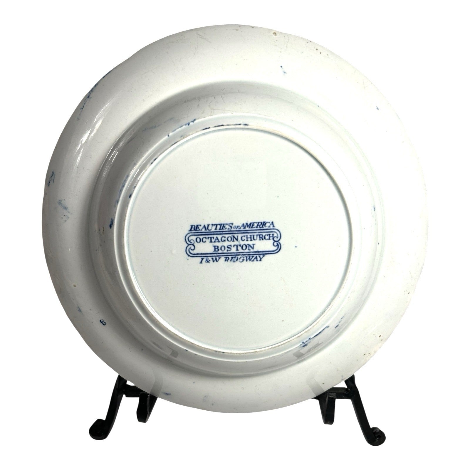 Antique Staffordshire Blue Transferware Historical Bowl Octagon Church