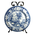 Antique Staffordshire Blue Transferware Riley Plate - Village Ladies