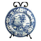 Antique Staffordshire Blue Transferware Riley Plate - Village Ladies