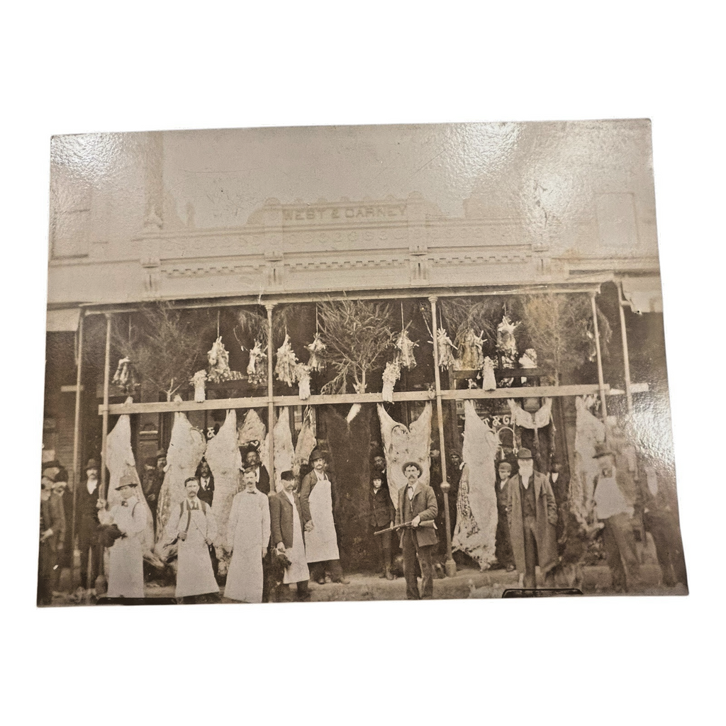Antique Collectible Western Bear & Buffalo Butcher Shop Photograph
