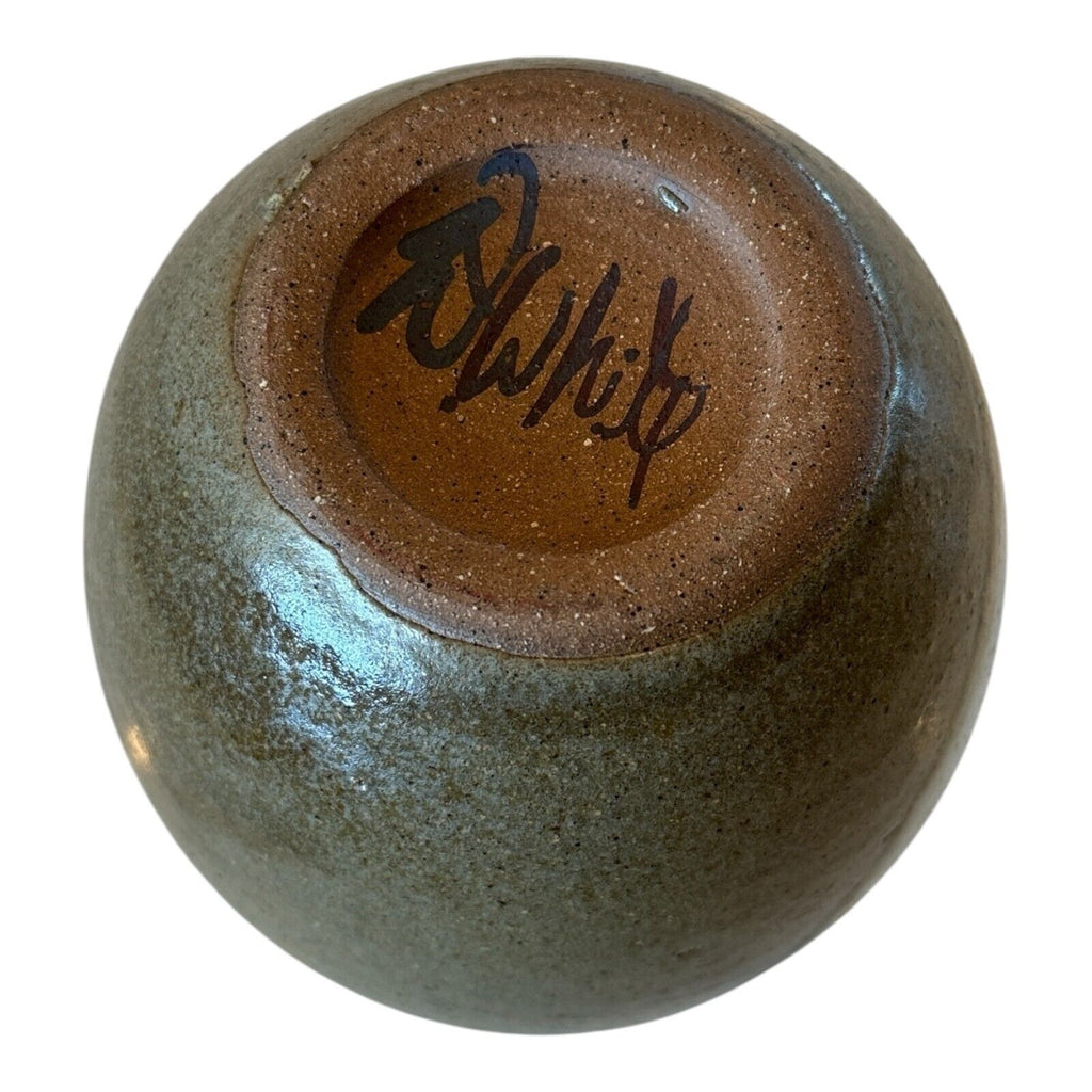 Vintage Handmade Studio Art Pottery Stoneware Cream & Tan Vase (Signed)