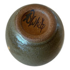 Vintage Handmade Studio Art Pottery Stoneware Cream & Tan Vase (Signed)