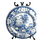 Antique Staffordshire Blue Transferware Riley Plate - Village Ladies
