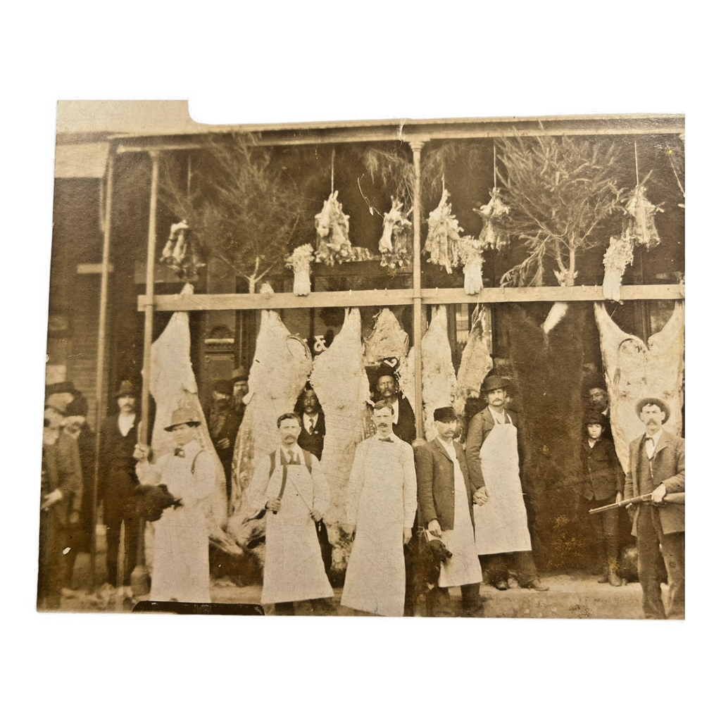 Antique Collectible Western Bear & Buffalo Butcher Shop Photograph