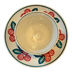 Antique Staffordshire Blue and Red Floral Stick Spatterware Teacup & Saucer