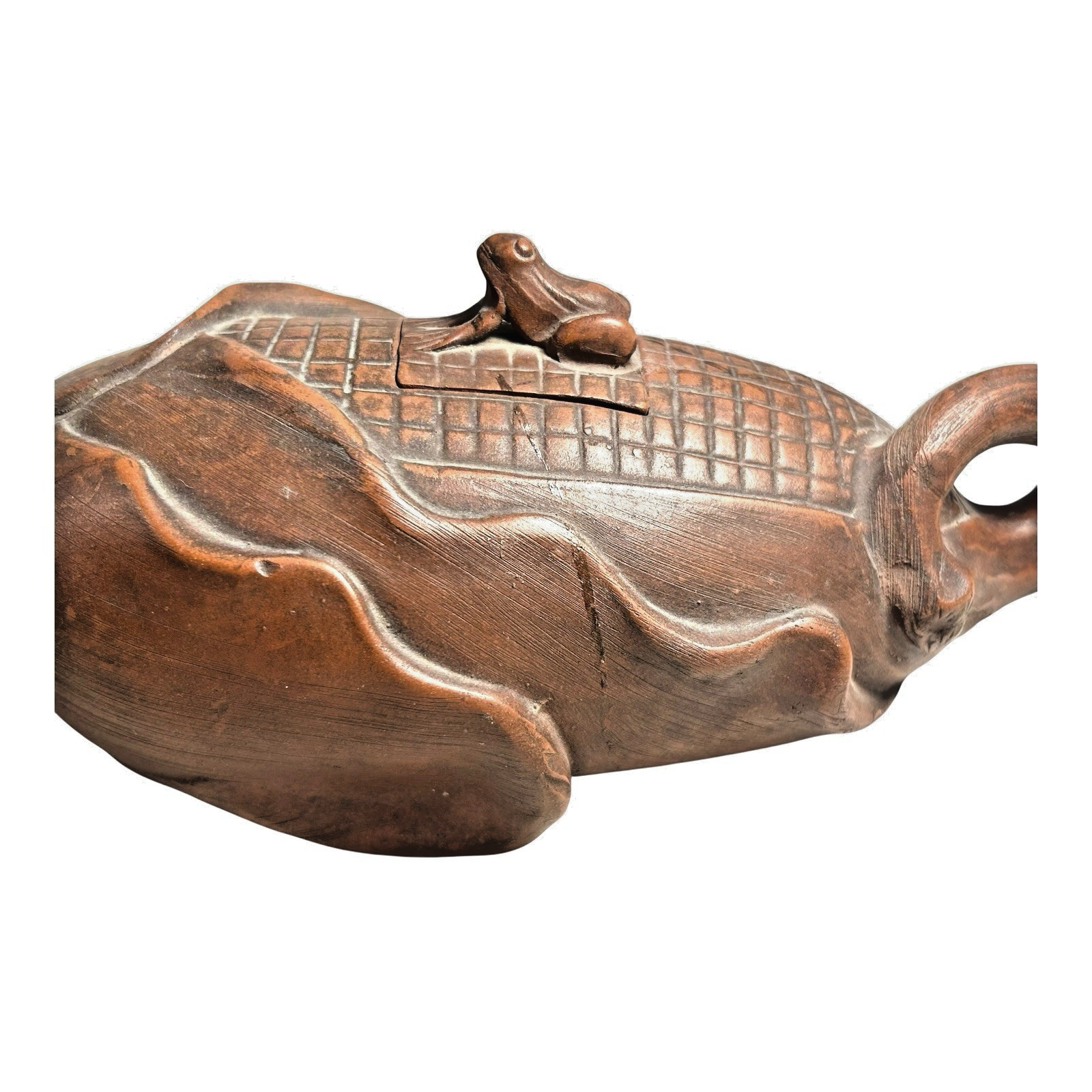 Antique Chinese Yixing Zisha Stoneware Teapot, Applied Frog Finial