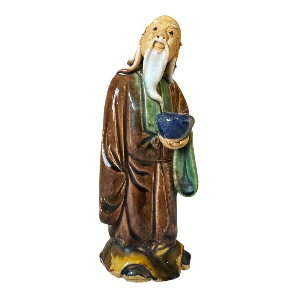 Antique Chinese Export Brown-Glazed Ceramic Mudman Figurine