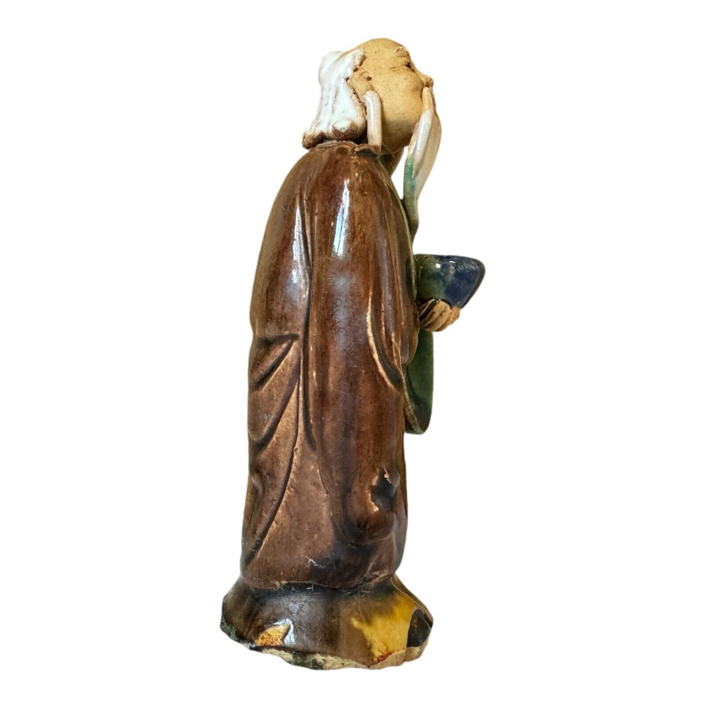 Antique Chinese Export Brown-Glazed Ceramic Mudman Figurine
