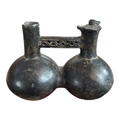 Antique Pre-Columbian Chimu Blackware Stirrup Spout Vessel