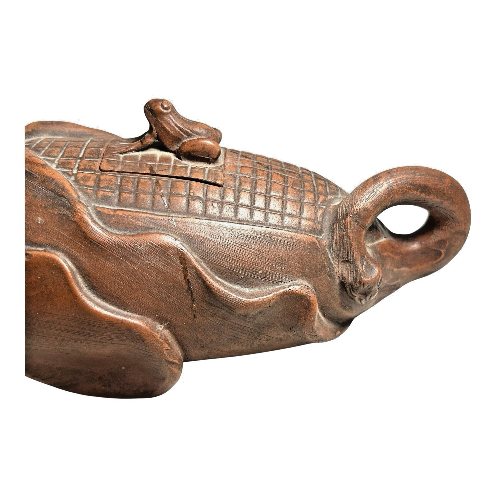 Antique Chinese Yixing Zisha Stoneware Teapot, Applied Frog Finial