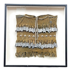 Vintage Native American Apache Deer Hide Dance Kilt with Cones Conchas - Framed