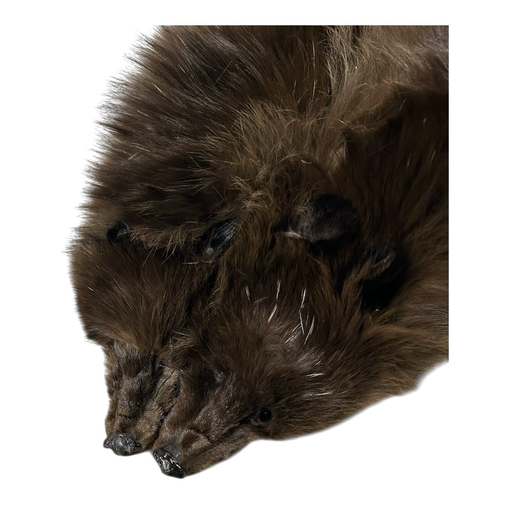 Vintage 1930's Full Mink Fur 2 Pelt Stole Scarf with Heads, Tails & Feet