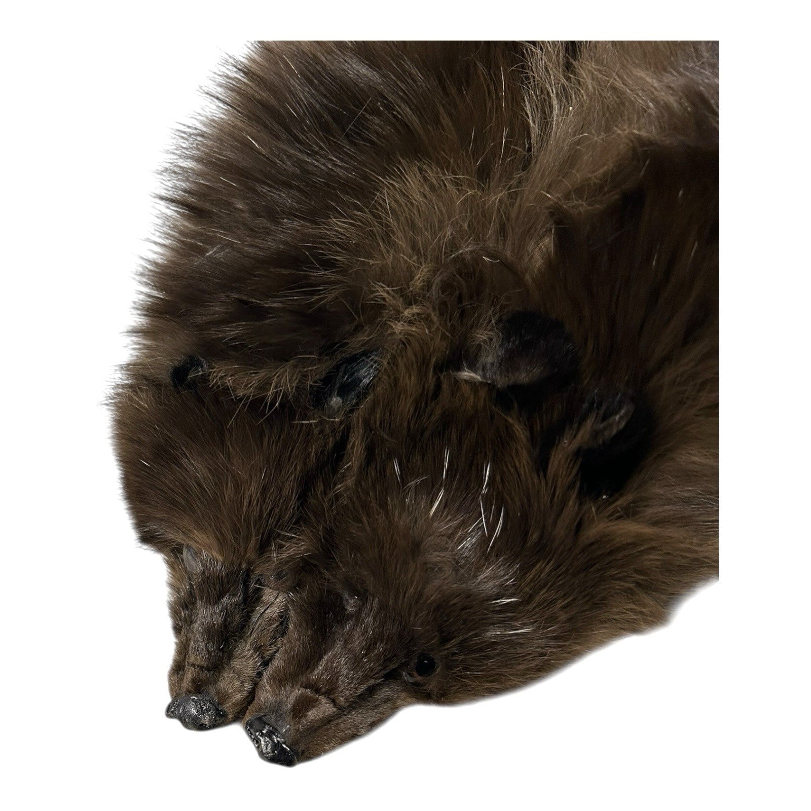 Vintage 1930's Full Mink Fur 2 Pelt Stole Scarf with Heads, Tails & Feet