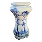 Antique Rare Tall Weller Blue Jap Birdimal Pottery Pedestal Plant Stand - 21"