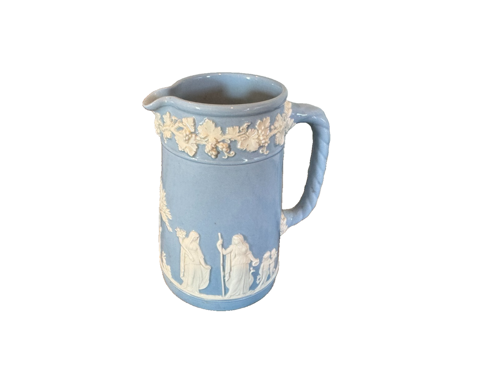 Antique Wedgwood Blue Jasperware Pottery Pitchers – Set of 2