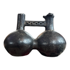 Antique Pre-Columbian Chimu Blackware Stirrup Spout Vessel