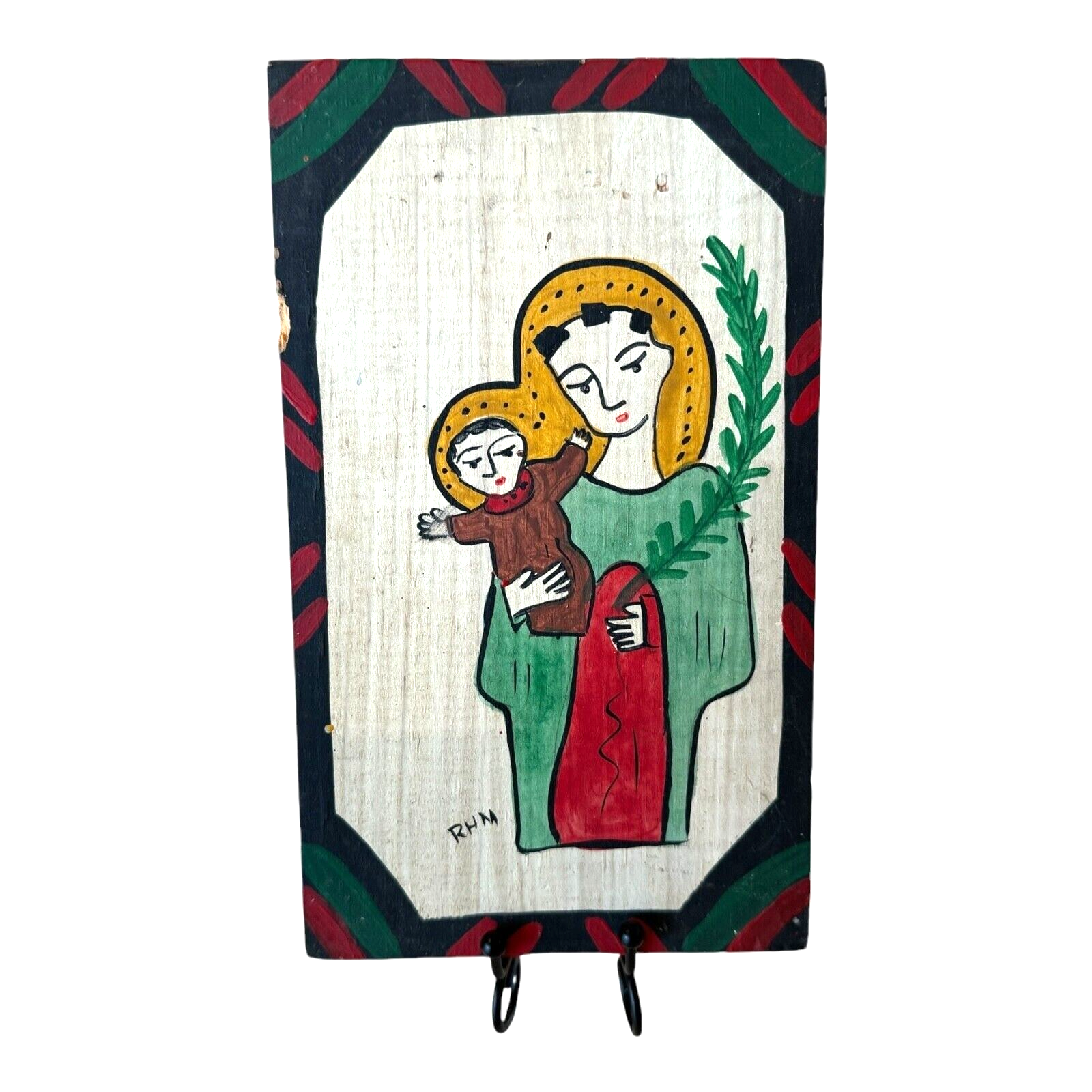 Vintage New Mexican Religious Folk Art Retablo Wall Hanging (Richard Montoya)