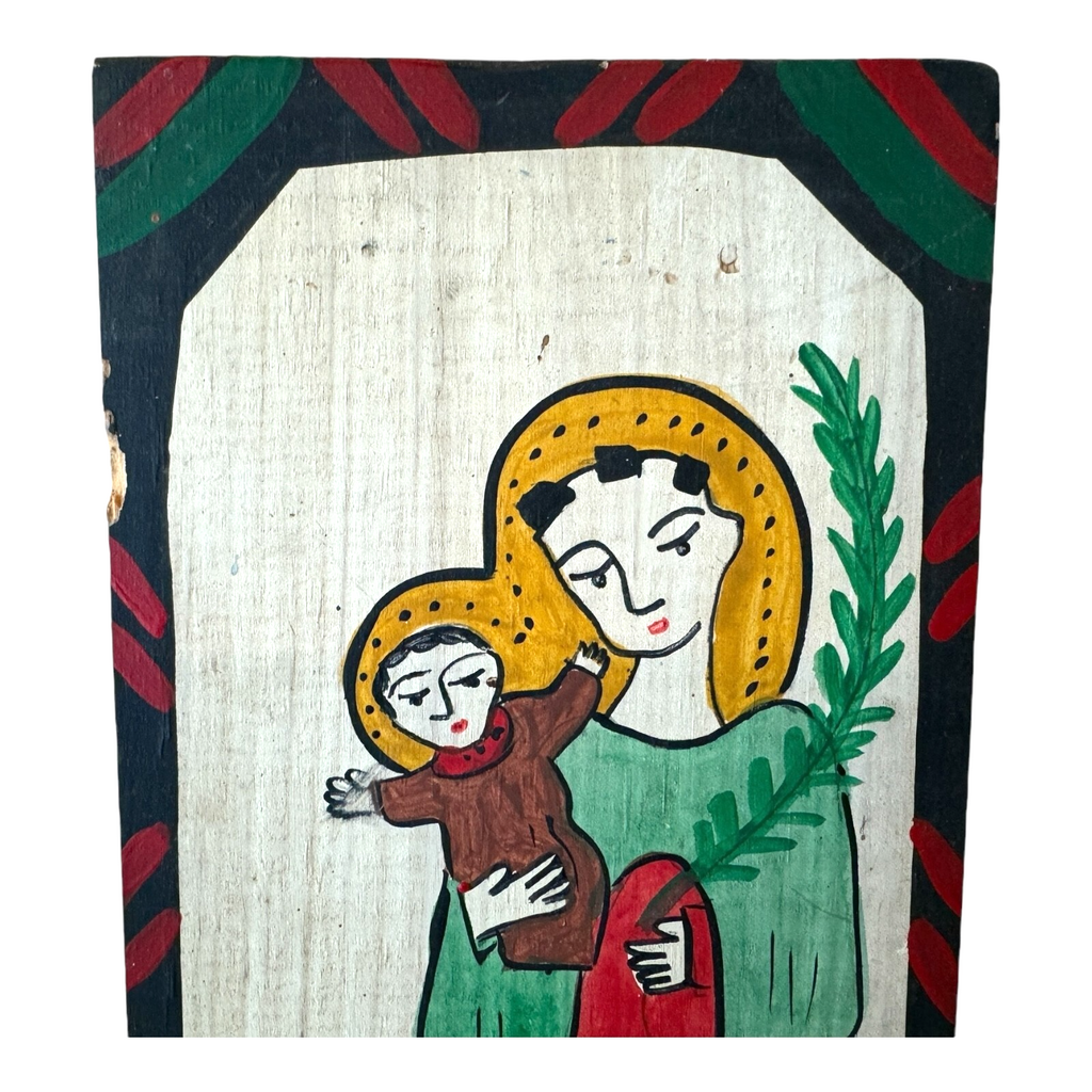 Vintage New Mexican Religious Folk Art Retablo Wall Hanging (Richard Montoya)