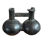 Antique Pre-Columbian Chimu Blackware Stirrup Spout Vessel