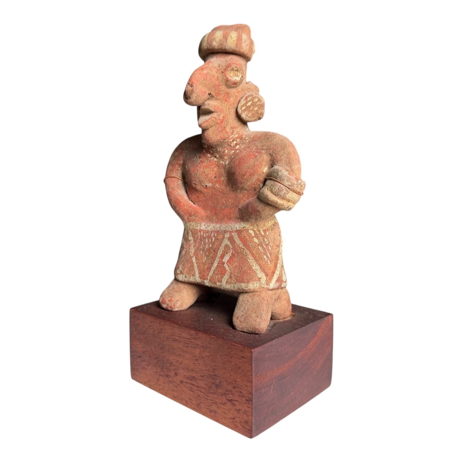 Antique Pre-Columbian Nayarit Standing Female Votive Figure Sculpture on Stand