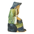 Antique Chinese Export Green Matte Glazed Ceramic Mudman Figurine