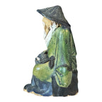 Antique Chinese Export Green Matte Glazed Ceramic Mudman Figurine