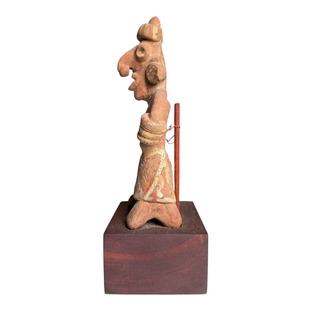 Antique Pre-Columbian Nayarit Standing Female Votive Figure Sculpture on Stand