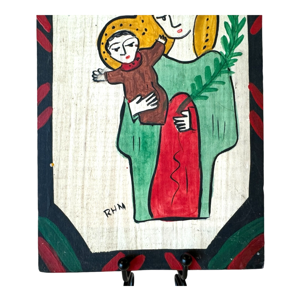 Vintage New Mexican Religious Folk Art Retablo Wall Hanging (Richard Montoya)