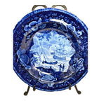 Antique Staffordshire Blue Transferware Historical Bowl Ship Cadmus - Lafayette