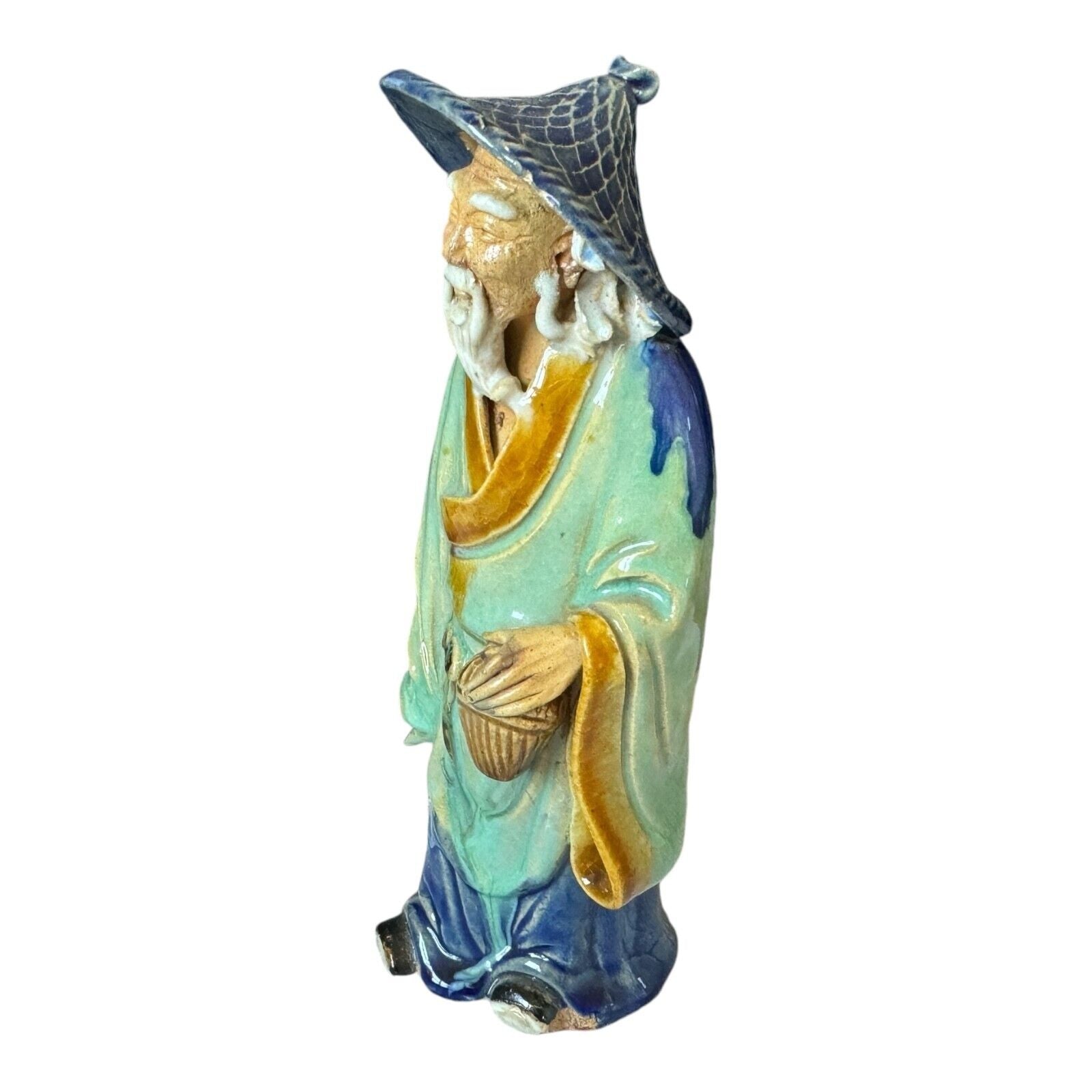 Antique Chinese Export Light Green Glazed Ceramic Pottery Mudman Figurine