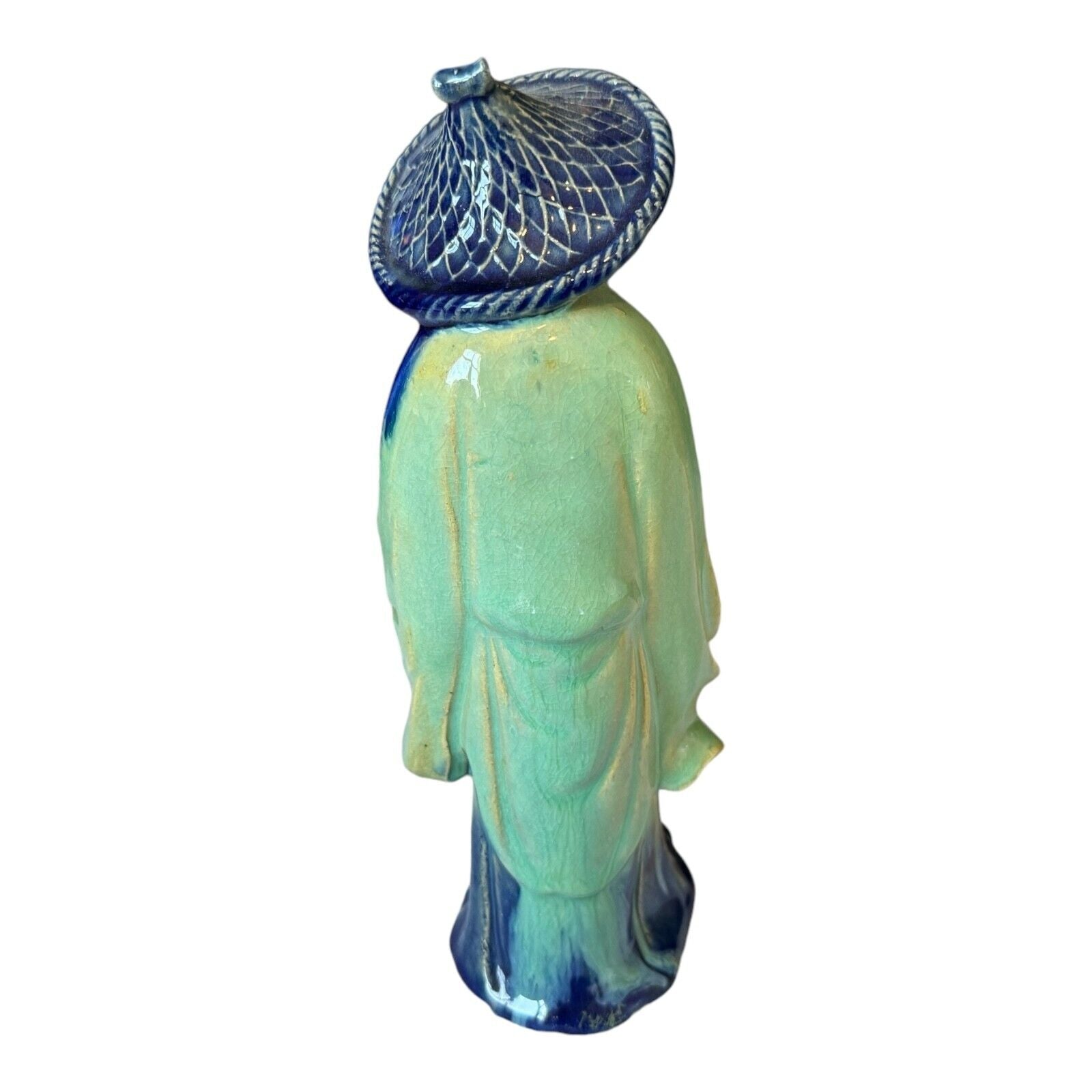 Antique Chinese Export Light Green Glazed Ceramic Pottery Mudman Figurine