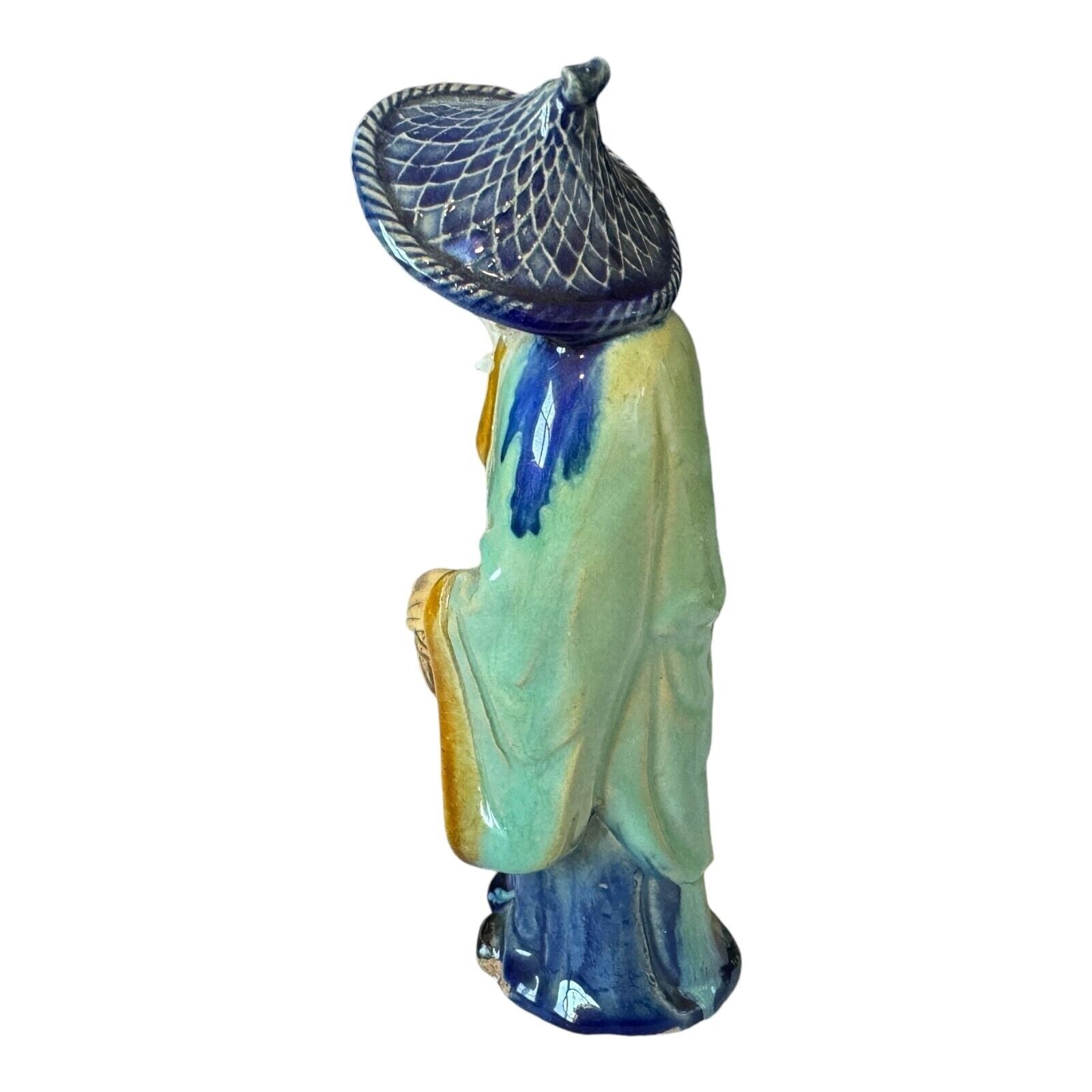 Antique Chinese Export Light Green Glazed Ceramic Pottery Mudman Figurine