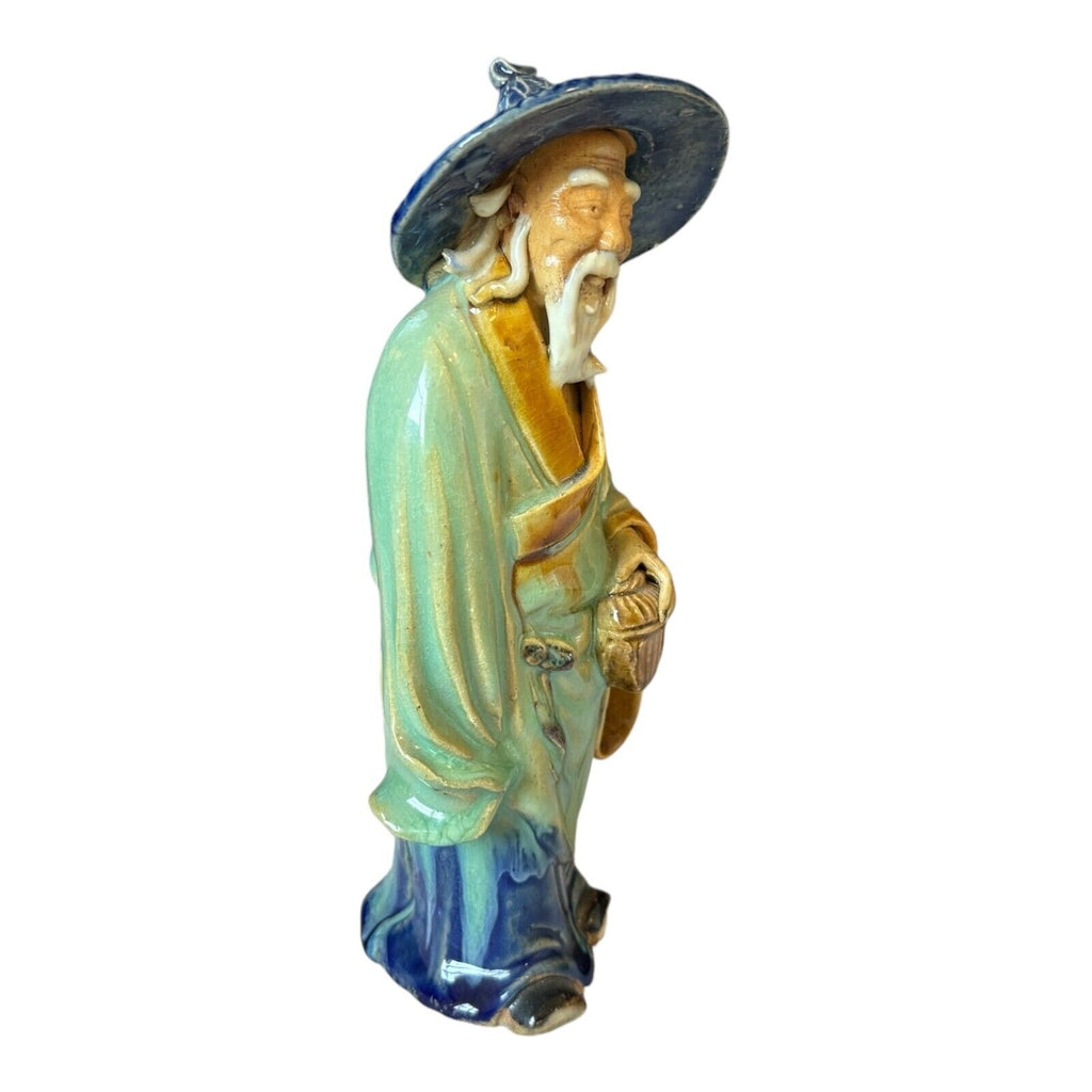 Antique Chinese Export Light Green Glazed Ceramic Pottery Mudman Figurine