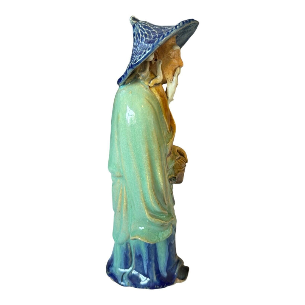 Antique Chinese Export Light Green Glazed Ceramic Pottery Mudman Figurine